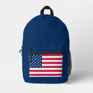 American Flag Colours Blue Printed Backpack