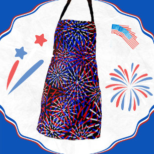 American Flag Colours Firework Design  Apron