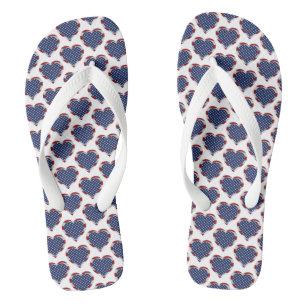 American Flag Colours Hearts Stars and Stripes Flip Flops