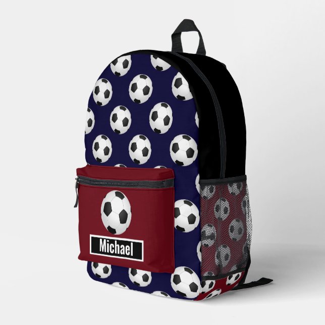 American Flag Colours Soccer Boys Backpack (Back Corner Right)