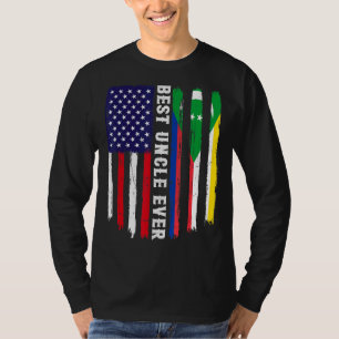 American Flag & Comoros Flag Best Uncle Ever Famil T-Shirt