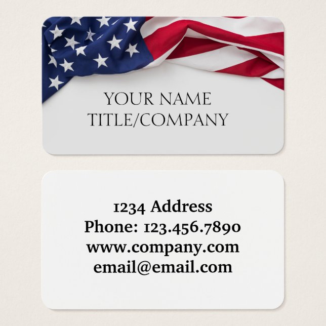 American Flag Company Name Profile Business Card (Front & Back)