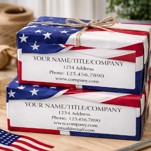 American Flag Company Name Shipping Labels