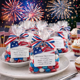 American Flag Company Name  Square Sticker