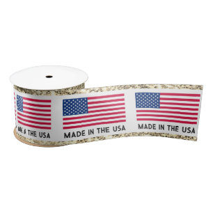 American Flag Cool Made In The USA Clothing Labels Satin Ribbon