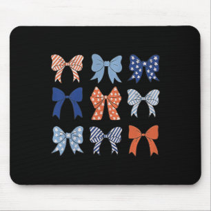 American Flag Coquette Bow And Ribbons Us Flag 4th Mouse Mat