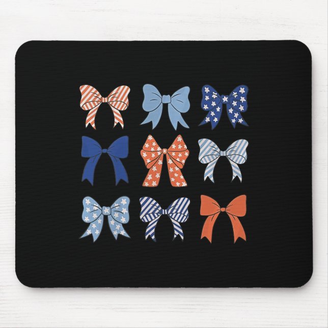 American Flag Coquette Bow And Ribbons Us Flag 4th Mouse Mat (Front)