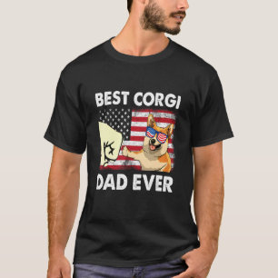American Flag Corgi Dad Dog For Fathers Day T-Shirt