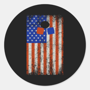 American Flag Cornhole Bean Bag Toss Outdoor Classic Round Sticker