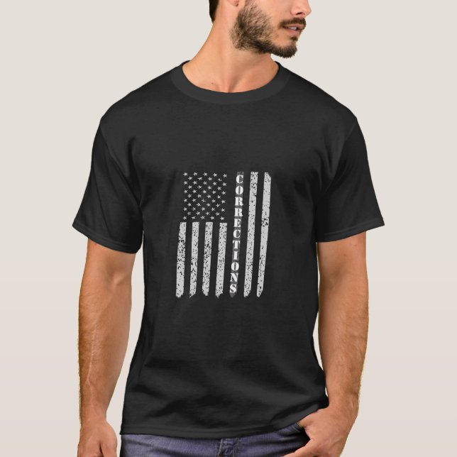 American Flag Corrections Officer Shirt Thin Grey  (Front)