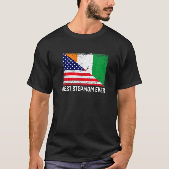 American Flag & Côte D'ivoire Flag Best Stepmom Ev T-Shirt (Front)