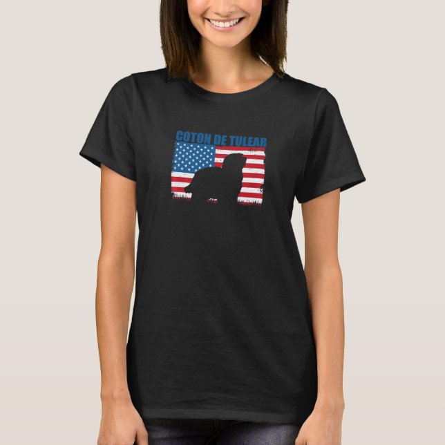 American Flag Coton De Tulear   T-Shirt (Front)
