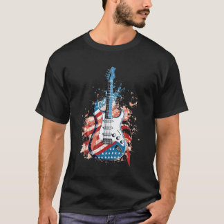 American Flag Country Music Guitar Patriotic 4th o T-Shirt