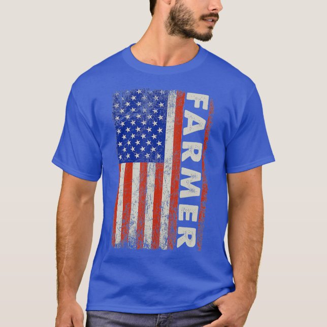 American Flag Country Ranch Farmer Life Farming T-Shirt (Front)