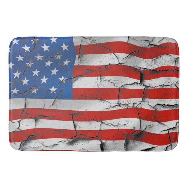 American Flag Country Rustic VintageStyle Bath Mat (Front)