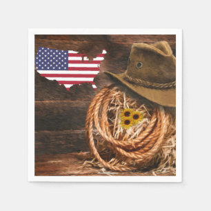American Flag Cowboy Hat lasso Napkin