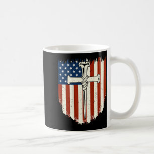 American Flag Cross 3 Nail Patriotic Christian Dom Coffee Mug