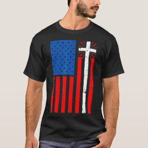 American Flag Cross Christian Christianity Jesus  T-Shirt