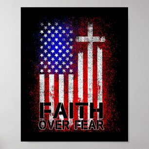 American Flag Cross Christmas Patriotic Religious  Poster