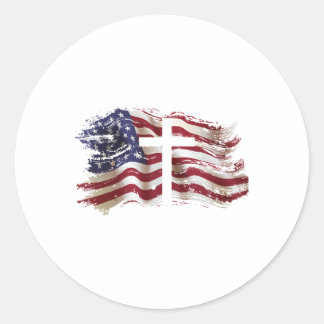 American Flag Cross For Patriotic Usa Christians G Classic Round Sticker