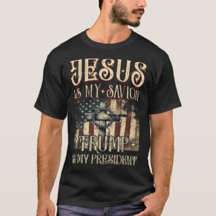 American Flag Cross Jesus Is My Saviour Trump Is M T-Shirt