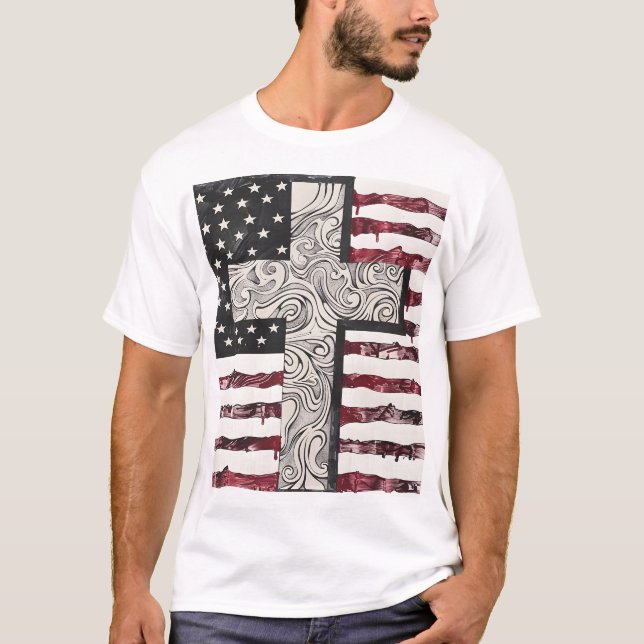 American flag cross T-Shirt (Front)