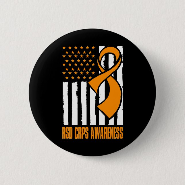 American Flag CRPS Awareness  6 Cm Round Badge (Front)