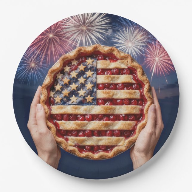American Flag Crust on a Cherry Pie Paper Plate (Front)
