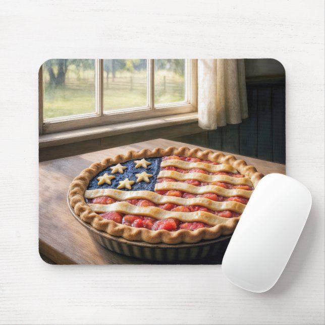 American Flag Crust On Homemade Pie Mouse Mat (With Mouse)