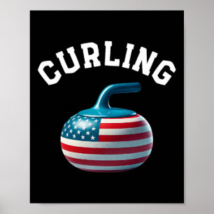 American Flag Curling Usa 4th Of July Man Woman Te Poster