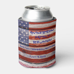 American Flag, Custom Family Reunion Can Cooler