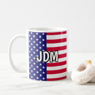 American Flag Custom Initials Coffee Mug