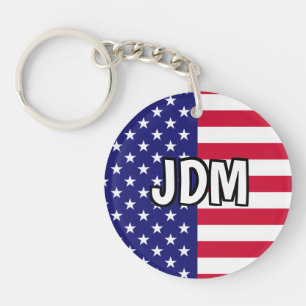 American Flag Custom Initials Key Ring