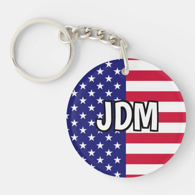 American Flag Custom Initials Key Ring (Front)