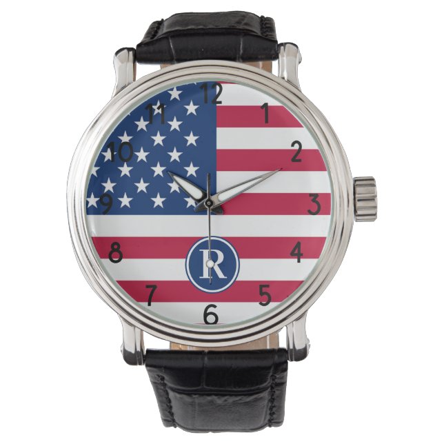 American Flag Custom Monogram Watch (Front)