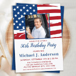 American Flag Custom Photo 50th Birthday Party Invitation<br><div class="desc">USA American Flag Birthday Party Invitations. Invite friends and family to your patriotic birthday celebration with these modern American Flag invitations. Personalise this american flag invitation with your event, photo, name, and party details. See our collection for matching patriotic birthday gifts , party favours, and supplies. COPYRIGHT © 2021 Judy...</div>