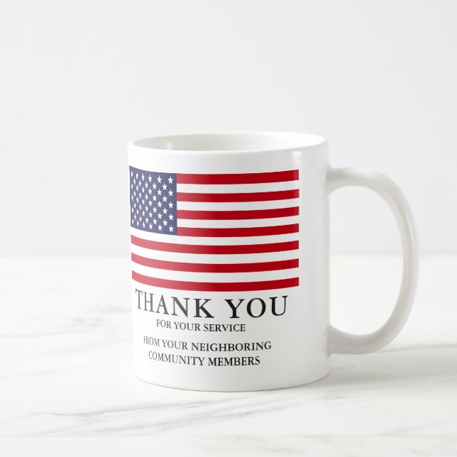 American Flag Custom Text Thank You Coffee Mug (Right)