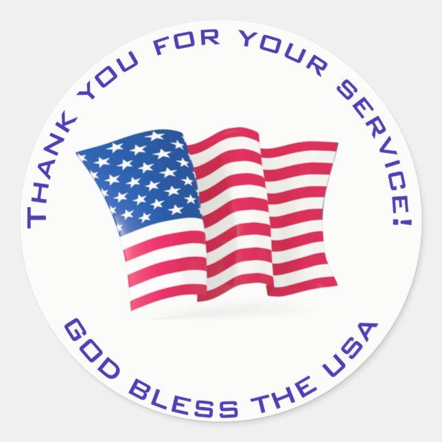 American Flag Customise Your Own Text Classic Round Sticker (Front)