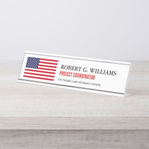 American Flag Customised Desk Name Plate
