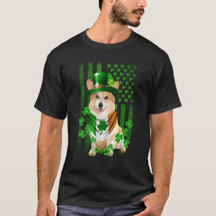 American Flag Cute Corgi Dog St Patricks Day Irish T-Shirt