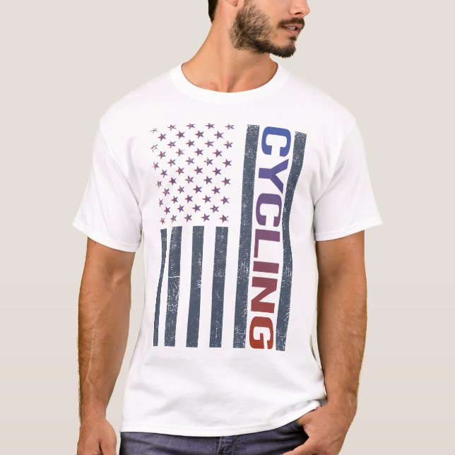 American Flag Cycling Cycle Cyclist Bike Biking T-Shirt (Front)