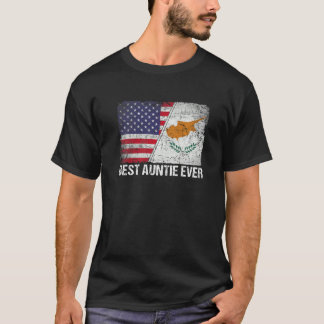 American Flag & Cyprus Flag Best Auntie Ever Famil T-Shirt