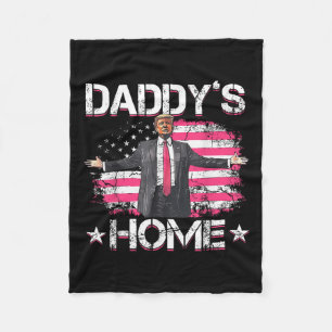 American Flag Daddys Home Trump 2024 Patriotic Fleece Blanket