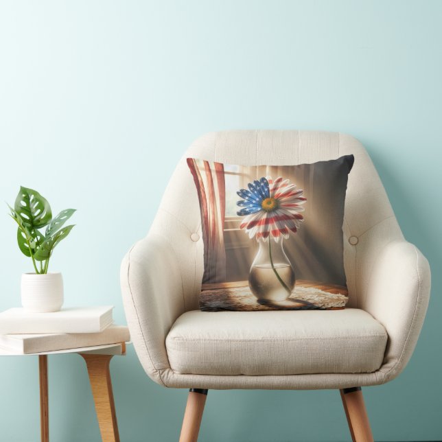 American Flag Daisy In Sunbeams Cushion (Chair)