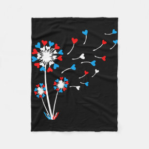American Flag Dandelion Flaying Hearts Fleece Blanket