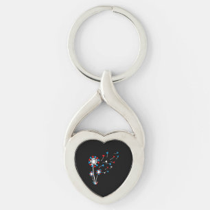 American Flag Dandelion Flaying Hearts Key Ring