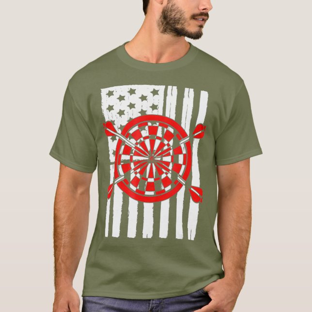 American Flag Dart Lover Theme Graphic Design T-Shirt (Front)