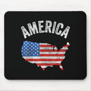 American Flag Day Map Shirt 4th of July USA Mouse Mat
