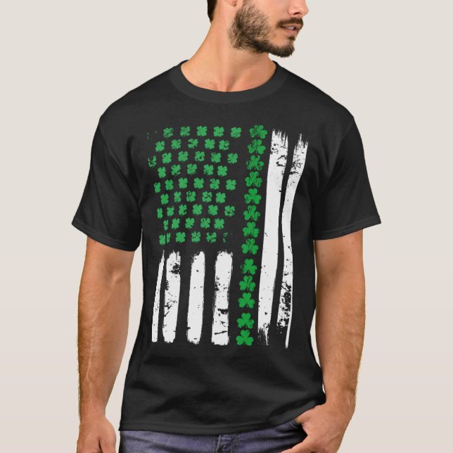 American Flag DayShamrock USA Flag St Patick s day T-Shirt (Front)
