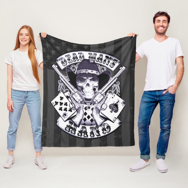 American Flag, Dead Man's Hand Cowboy Fleece Blanket (In Situ)